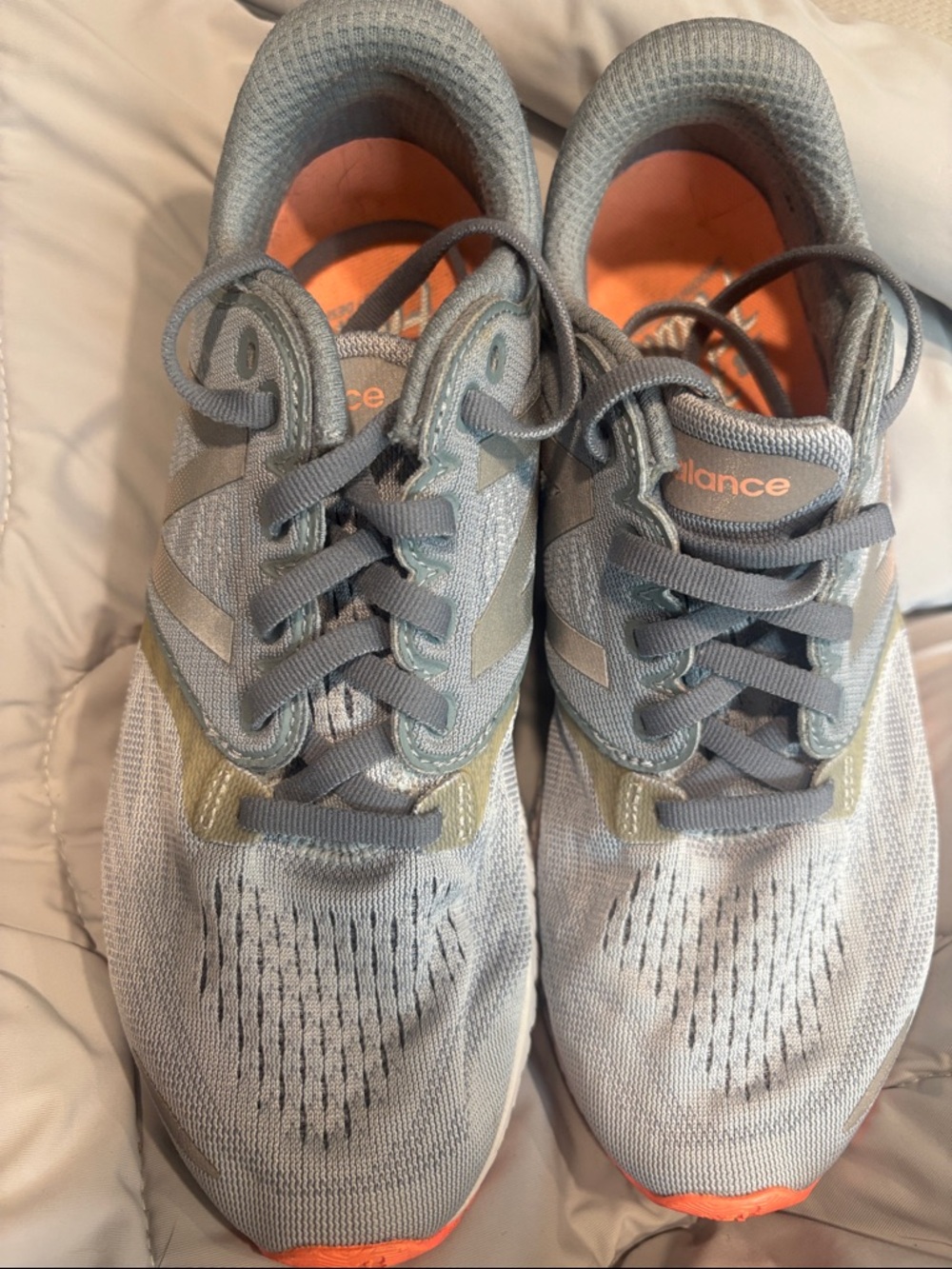 New Balance women’s light Gray and Orange Athletic Sneakers